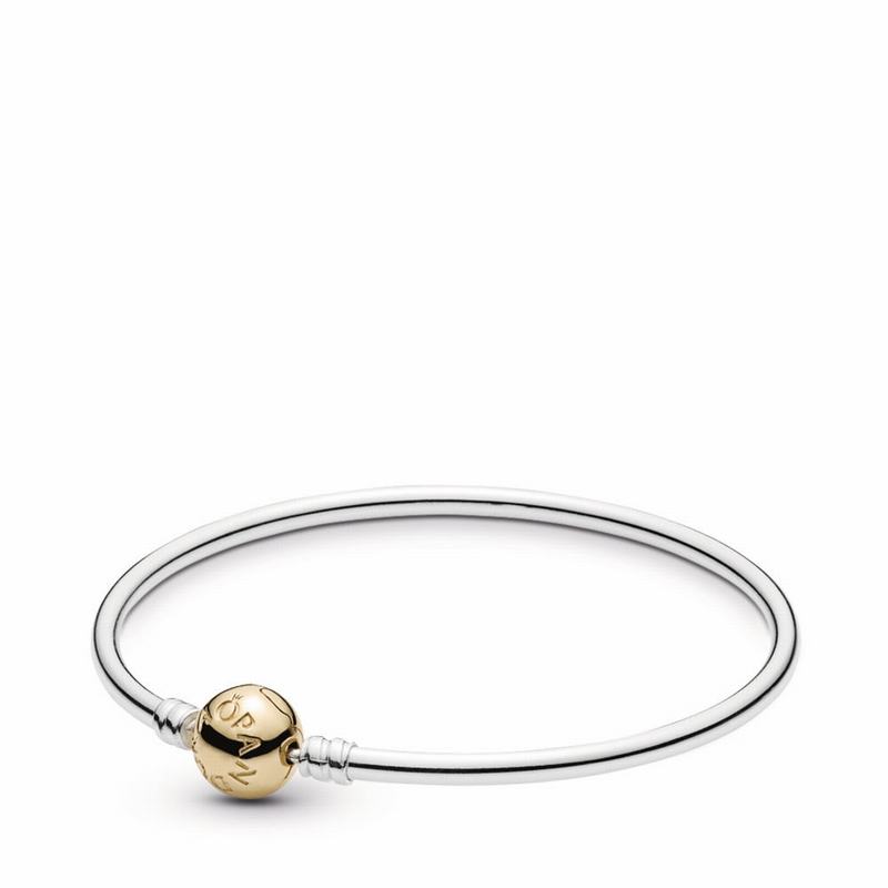 Pandora Silver Bangle Charm Bracelet With 14K Gold Clasp Egypt NE3761485
